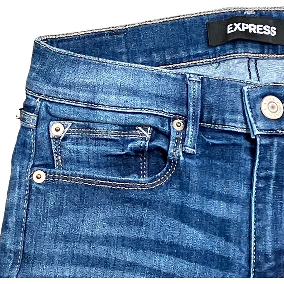 EXPRESS Mid Rise Legging Jeans Womens Sz 4R Med Wash Blue Stretch Denim Skinny - Picture 8 of 13
